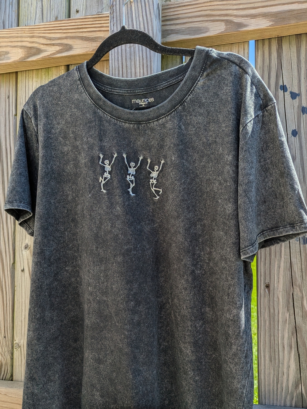 Maurices Black Washed Short-Sleeve Tee with Dancing Skeletons